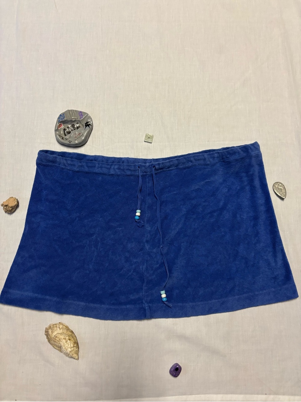Express Royal Blue Terry Cloth Beach Mini Skirt with Drawstring